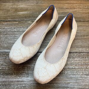 Rothy’s The Square Shoes Womens 8.5 Lily Cream Floral Knit Slip-On Ballet Flats